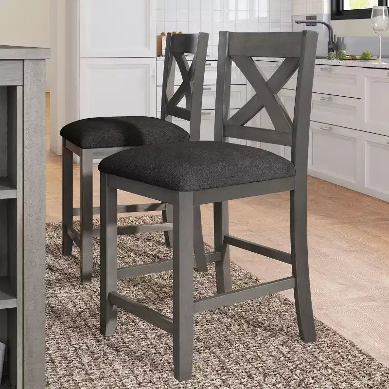 Ensemble de salle à manger 5 pièces à hauteur de comptoir pour 4 personnes, ensemble table de bar et 4 chaises en bois de style rustique pour salle à manger