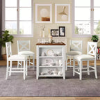 Ensemble de salle à manger 5 pièces à hauteur de comptoir pour 4 personnes, ensemble table de bar et 4 chaises en bois de style rustique pour salle à manger