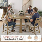 AMERLIFE Ensemble de salle à manger rond en bois massif pour 4 personnes, 5 pièces de salle à manger de style Mid-Century avec chaises rembourrées, design compact, montage facile