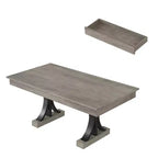 Table à manger de 71 pouces pour 6-8 personnes, Table de cuisine en bois avec 2 tiroirs, Table de salle à manger rectangulaire de style ferme avec double piédestal