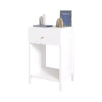 Table de chevet blanche moderne avec tiroir et étagère ouverte, Table de chevet à bords festonnés pour chambre à coucher, Petite table d'appoint minimaliste pour chambre d'enfant ou de fille