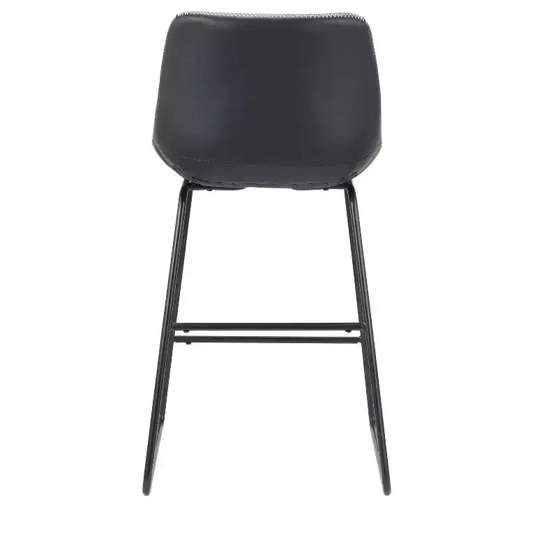 Lot de deux tabourets de bar à hauteur de comptoir en similicuir noir et métal de HomeRoots
