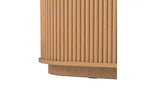 Meuble TV coulissant à rainures de style rustique JVNOXK, adapté aux téléviseurs jusqu'à 75 pouces, avec espace de rangement et poignées, en bois naturel