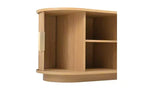 Meuble TV coulissant à rainures de style rustique JVNOXK, adapté aux téléviseurs jusqu'à 75 pouces, avec espace de rangement et poignées, en bois naturel