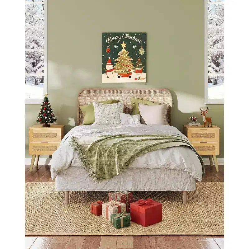 BALHAM TRADE-Table de chevet avec tiroirs en rotin, lot de 2, pour chambre à coucher et salon