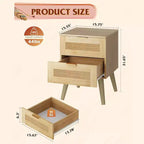 BALHAM TRADE-Table de chevet avec tiroirs en rotin, lot de 2, pour chambre à coucher et salon