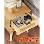 BALHAM TRADE-Table de chevet avec tiroirs en rotin, lot de 2, pour chambre à coucher et salon