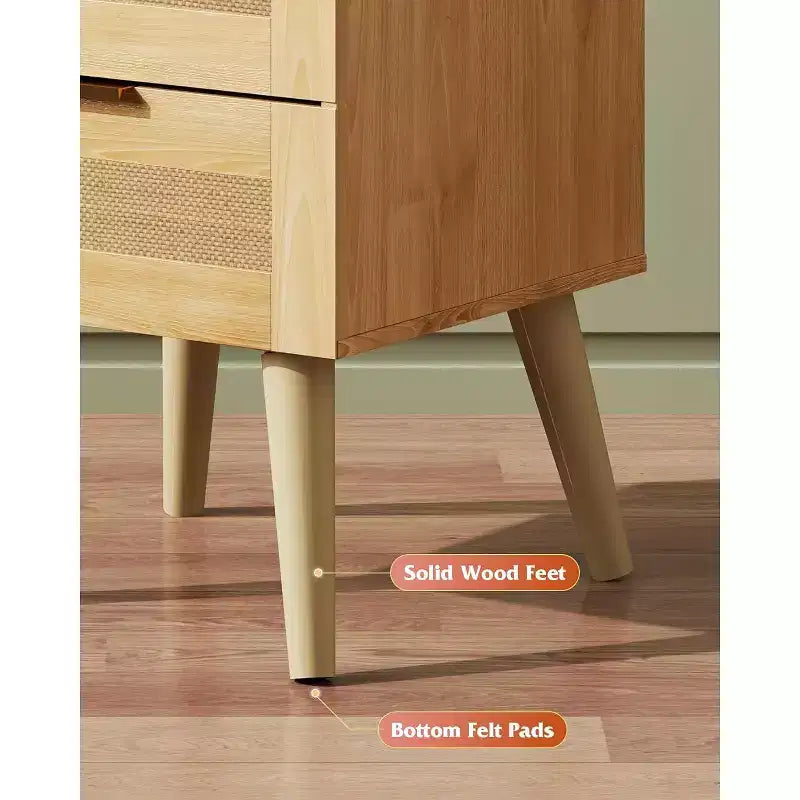 BALHAM TRADE-Table de chevet avec tiroirs en rotin, lot de 2, pour chambre à coucher et salon
