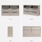 COMMODE BALHAM TRADE - Commode moderne de 143,5 cm de large pour chambre à coucher avec 4 tiroirs et étagère ouverte cannelée pour rangement de placard