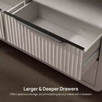 COMMODE BALHAM TRADE - Commode moderne de 143,5 cm de large pour chambre à coucher avec 4 tiroirs et étagère ouverte cannelée pour rangement de placard