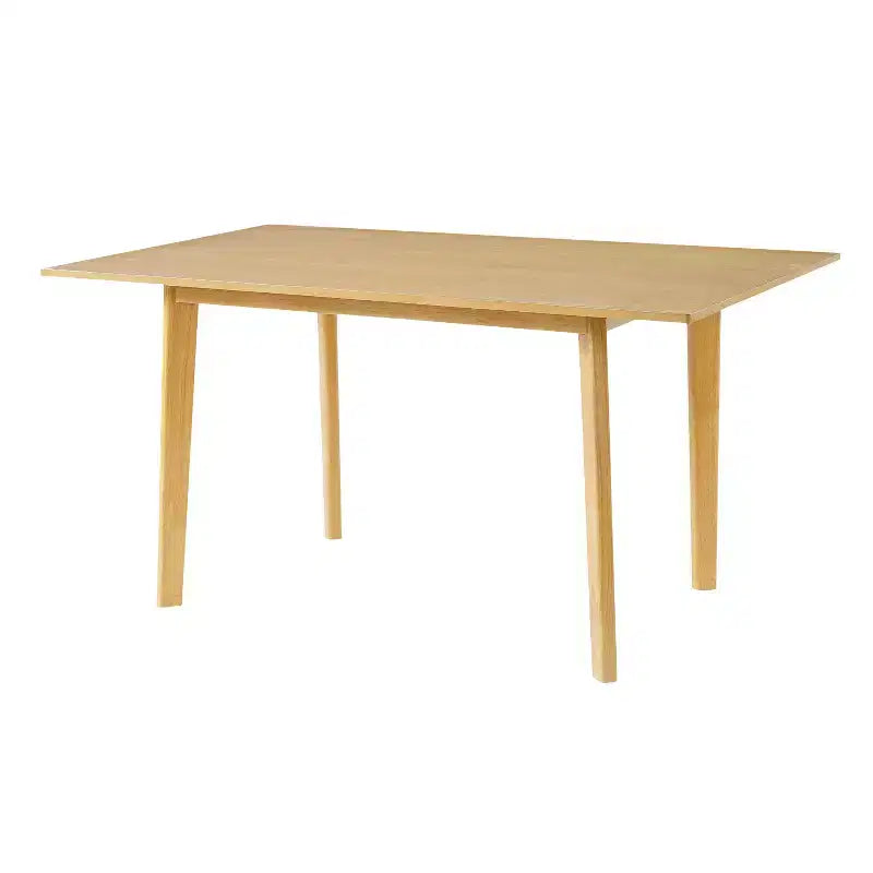 Ensemble de salle à manger moderne 5 pièces Polibi avec table en bois massif et 4 chaises rembourrées en lin