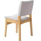 Ensemble de salle à manger moderne 5 pièces Polibi avec table en bois massif et 4 chaises rembourrées en lin