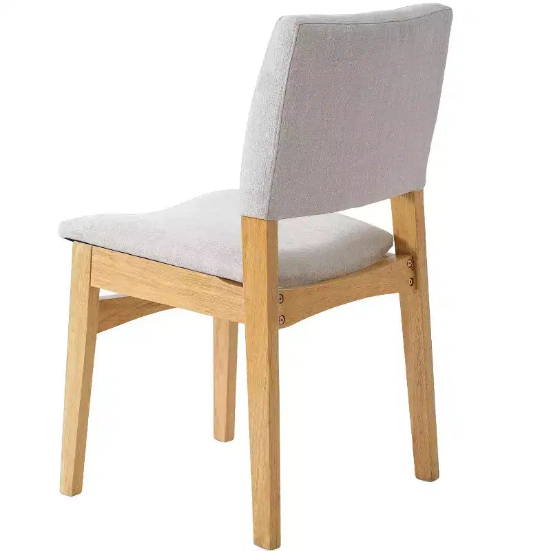 Ensemble de salle à manger moderne 5 pièces Polibi avec table en bois massif et 4 chaises rembourrées en lin