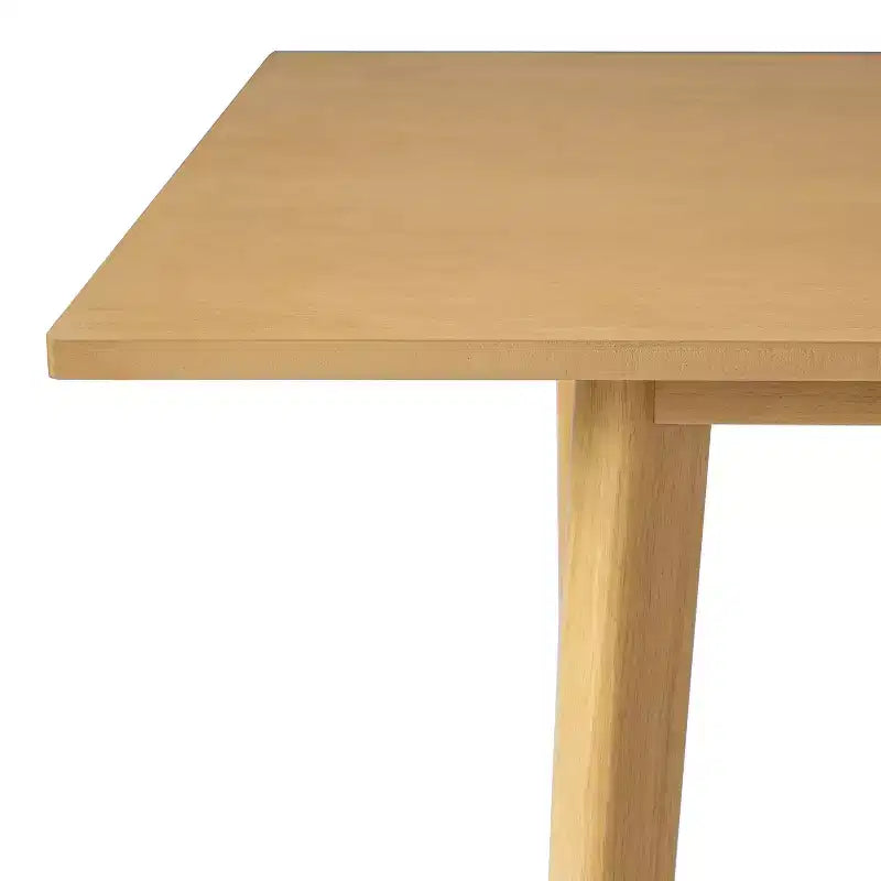 Ensemble de salle à manger moderne 5 pièces Polibi avec table en bois massif et 4 chaises rembourrées en lin