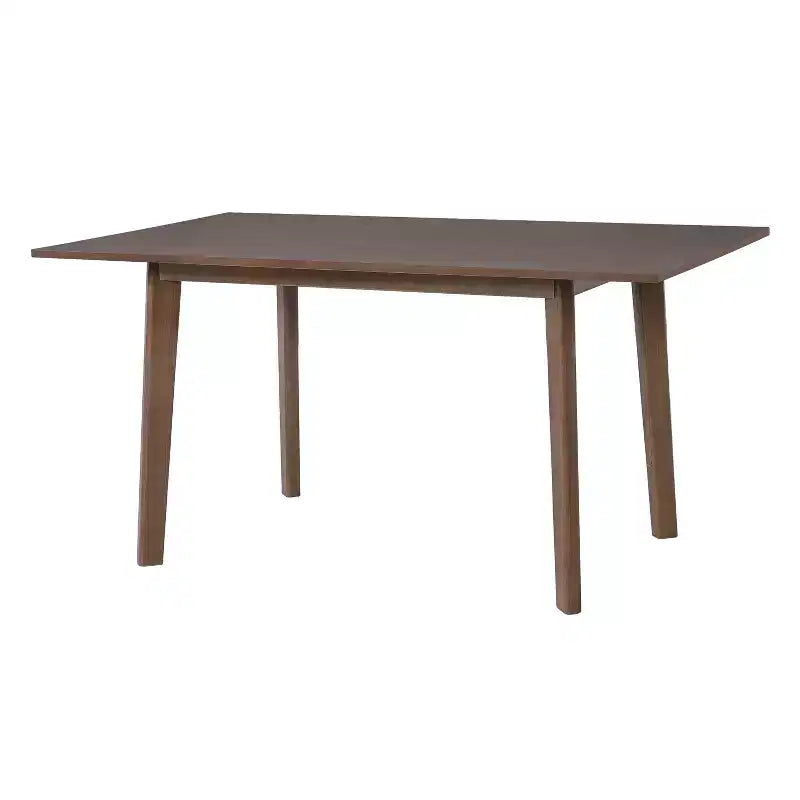 Ensemble de salle à manger moderne 5 pièces Polibi avec table en bois massif et 4 chaises rembourrées en lin