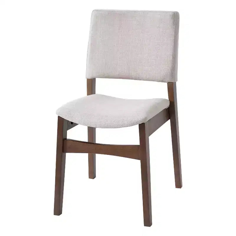 Ensemble de salle à manger moderne 5 pièces Polibi avec table en bois massif et 4 chaises rembourrées en lin