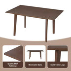 Ensemble de salle à manger moderne 5 pièces Polibi avec table en bois massif et 4 chaises rembourrées en lin