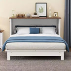 Lit escamotable grand lit/queen-size avec grand tiroir de rangement, lit armoire en bois avec station de recharge, lit mural pliant pour petit espace