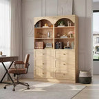 Meubles de rangement de garde-manger en bois Besiost avec étagères ouvertes à 3 niveaux, bibliothèque haute de 80 cm avec 3 tiroirs