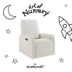 Fauteuil inclinable motorisé Storkcraft Kyoto Deluxe pour chambre d'enfant avec fonction pivotante, mécanisme de glisse et deux ports de chargement USB