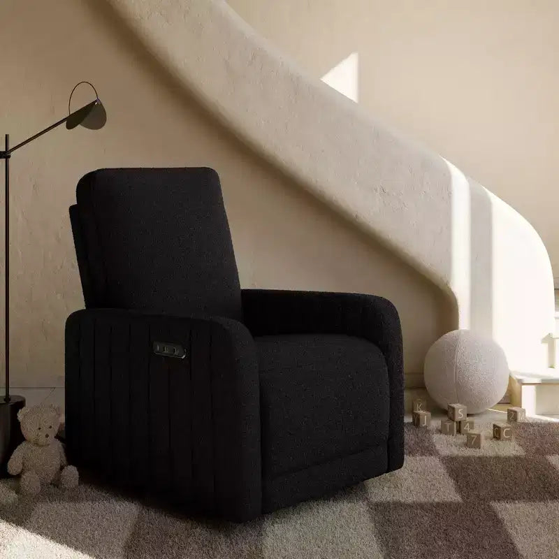 Fauteuil inclinable motorisé Storkcraft Kyoto Deluxe pour chambre d'enfant avec fonction pivotante, mécanisme de glisse et deux ports de chargement USB