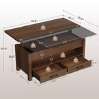 40 Table Basse Relevable Multifonctionnelle Convertible avec Tiroirs et Compartiment CachéSe Transforme en Table à Manger pour le Salon