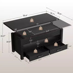 40 Table Basse Relevable Multifonctionnelle Convertible avec Tiroirs et Compartiment CachéSe Transforme en Table à Manger pour le Salon