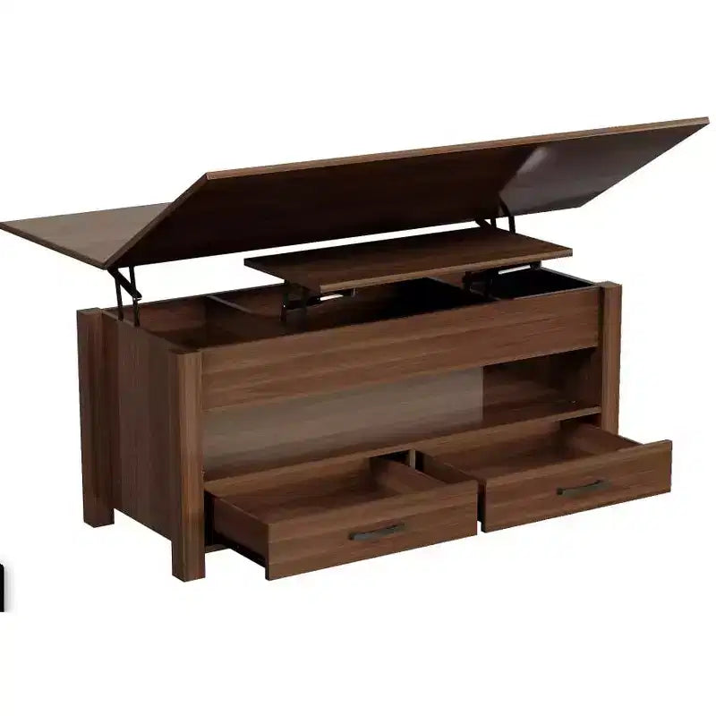 40 Table Basse Relevable Multifonctionnelle Convertible avec Tiroirs et Compartiment CachéSe Transforme en Table à Manger pour le Salon