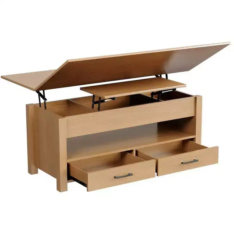 40 Table Basse Relevable Multifonctionnelle Convertible avec Tiroirs et Compartiment CachéSe Transforme en Table à Manger pour le Salon