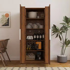 Armoire de cuisine garde-manger de 160 cm avec portes et étagères, Meuble de rangement autoportant pour salle à manger, Bahut buffet