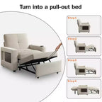 Dyonery Fauteuil Lit Canapé Convertible 3-en-1, 108 cm de Large avec Dossier Réglable, Ports de Charge USB, Table d'Appoint et Porte-Gobelet