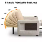 Dyonery Fauteuil Lit Canapé Convertible 3-en-1, 108 cm de Large avec Dossier Réglable, Ports de Charge USB, Table d'Appoint et Porte-Gobelet