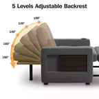 Dyonery Fauteuil Lit Canapé Convertible 3-en-1, 108 cm de Large avec Dossier Réglable, Ports de Charge USB, Table d'Appoint et Porte-Gobelet