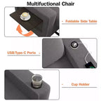 Dyonery Fauteuil Lit Canapé Convertible 3-en-1, 108 cm de Large avec Dossier Réglable, Ports de Charge USB, Table d'Appoint et Porte-Gobelet