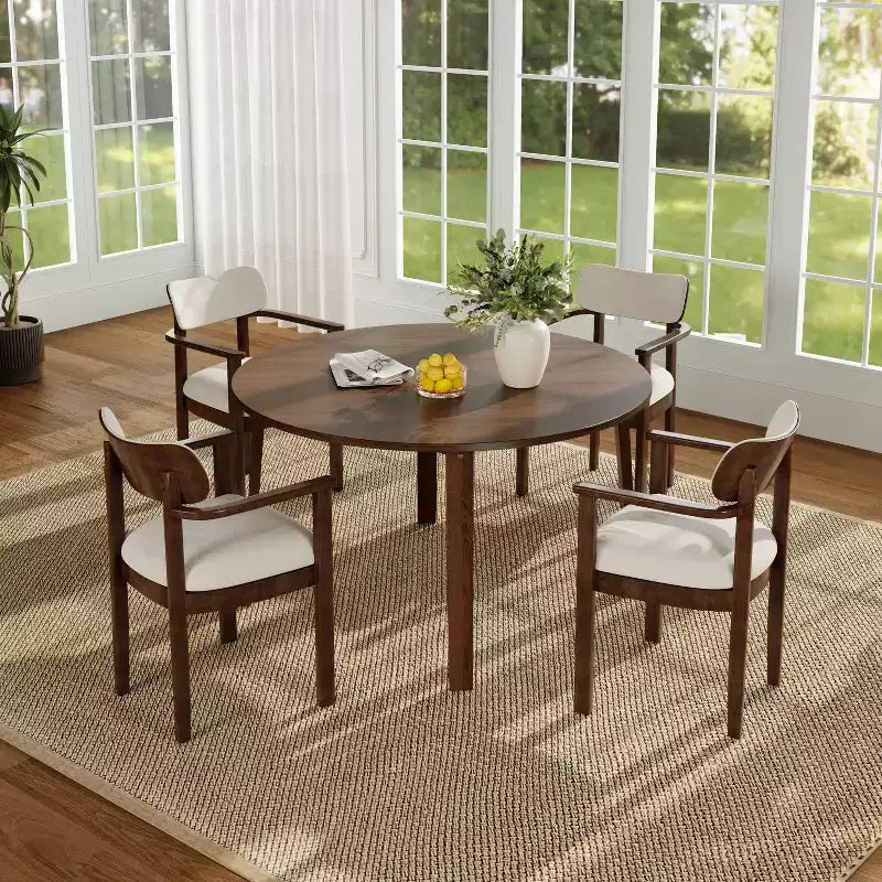 Christopher Knight Home Ylena Chaises de salle à manger rembourrées en bois d'hévéa de style ferme avec dossier incurvé (Lot de 4)