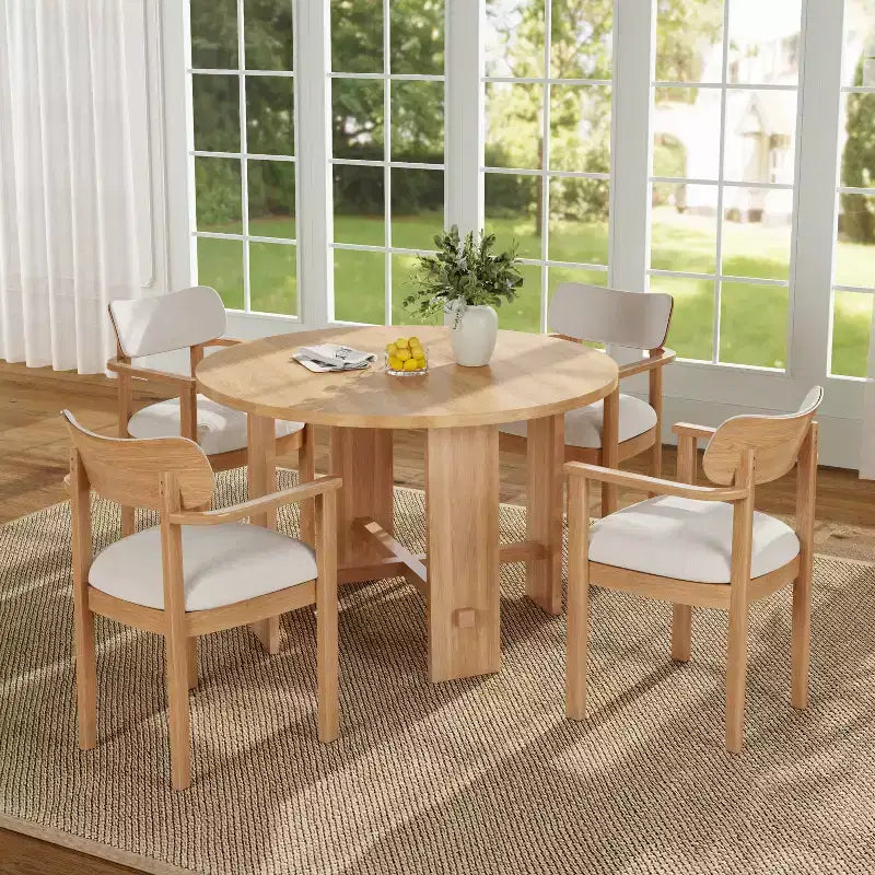 Christopher Knight Home Ylena Chaises de salle à manger rembourrées en bois d'hévéa de style ferme avec dossier incurvé (Lot de 4)