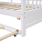 Lit cabane MAYEERTY pour enfant avec lit gigogne, design moderne avec étagère de rangement, blanc