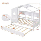 Lit cabane MAYEERTY pour enfant avec lit gigogne, design moderne avec étagère de rangement, blanc