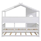 Lit cabane MAYEERTY pour enfant avec lit gigogne, design moderne avec étagère de rangement, blanc
