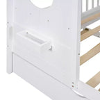 Lit cabane MAYEERTY pour enfant avec lit gigogne, design moderne avec étagère de rangement, blanc
