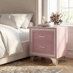 Table de chevet élégante laquée brillante avec poignée métallique, table de chevet miroir avec 2 tiroirs pour chambre à coucher, salon, noire