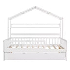 Lit cabane en bois MAYEERTY de taille double avec lit gigogne simple et étagère pour chambre d'enfant, blanc