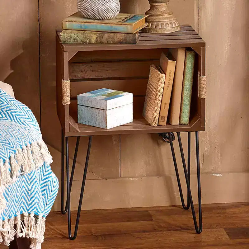 Table d'appoint caisse en bois rustique Lakeside Collection -