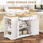 EROMMY 53 Chariot îlot de cuisine mobile, îlots de rangement de cuisine avec armoire à poubelle, étagère à épices, porte-serviettes et tiroirs