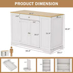 EROMMY 53 Chariot îlot de cuisine mobile, îlots de rangement de cuisine avec armoire à poubelle, étagère à épices, porte-serviettes et tiroirs