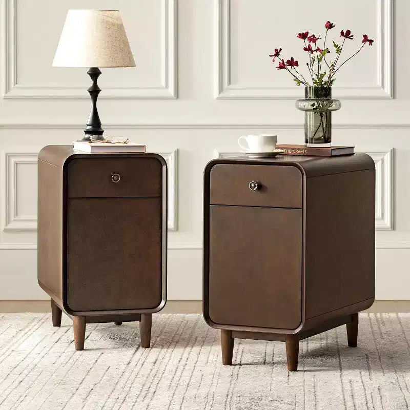Table de chevet Georg Mid-century Modern 66 cm de haut, 1 tiroir, lot de 2 |ARTFUL LIVING DESIGNS