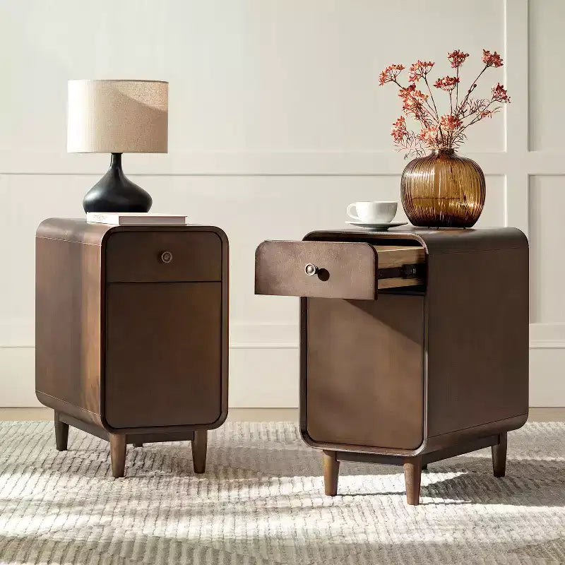 Table de chevet Georg Mid-century Modern 66 cm de haut, 1 tiroir, lot de 2 |ARTFUL LIVING DESIGNS