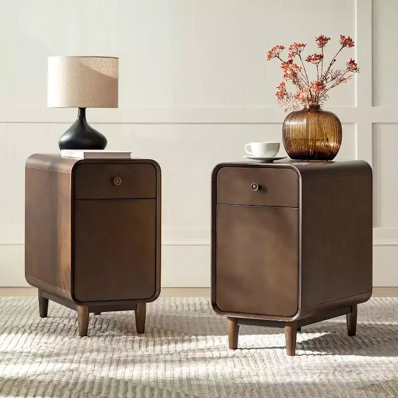 Table de chevet Georg Mid-century Modern 66 cm de haut, 1 tiroir, lot de 2 |ARTFUL LIVING DESIGNS