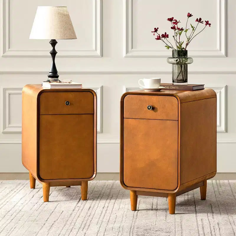 Table de chevet Georg Mid-century Modern 66 cm de haut, 1 tiroir, lot de 2 |ARTFUL LIVING DESIGNS