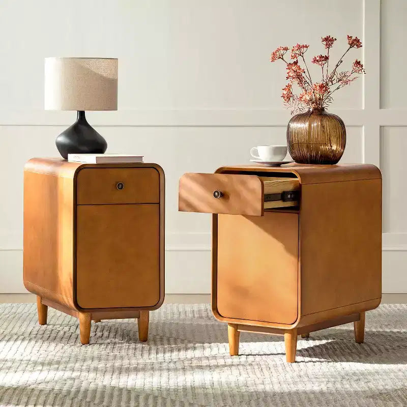 Table de chevet Georg Mid-century Modern 66 cm de haut, 1 tiroir, lot de 2 |ARTFUL LIVING DESIGNS
